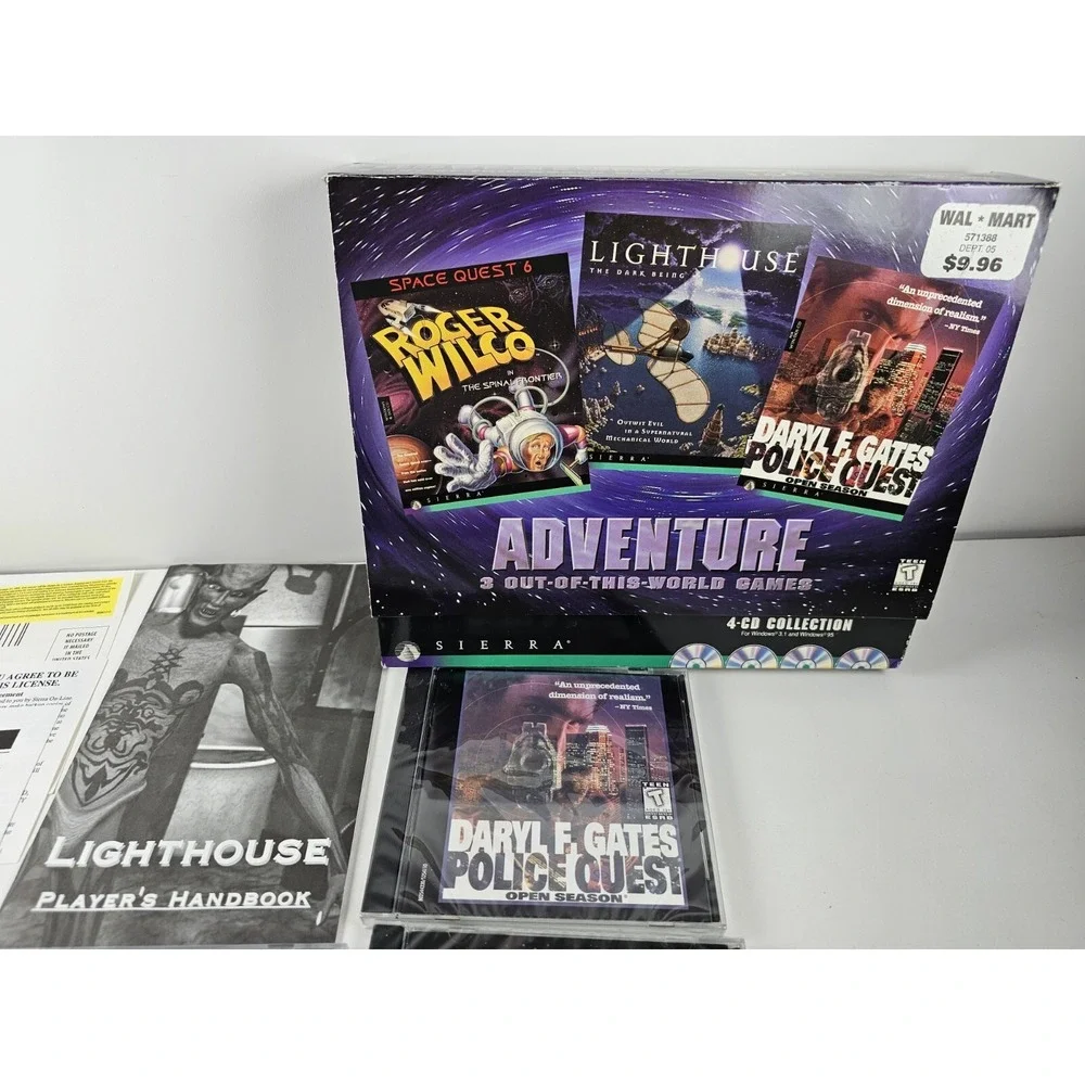 Daryl F Gates Police Quest, Lighthouse, Roger Wilco PC CD-ROM (Partially Sealed)